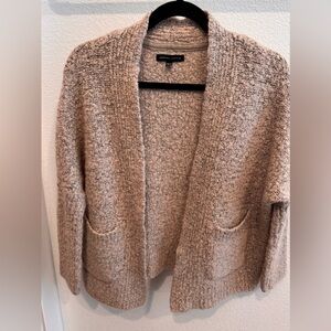 Kendall & Kylie Taupe Cream Bouclé Open-Front Cardigan